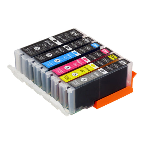 Cartuchos de tinta Canon PGI-570XL/CLI-571XL compatíveis (2 pretos + 3 coloridos + 1 cinza)