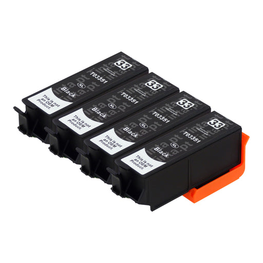 Cartuchos de tinta pretos Epson T33XL compatíveis (4 pretos)