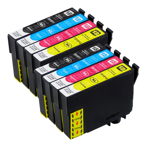 Cartuchos de tinta Epson T18XL compatíveis (2 pretos + 6 cores)