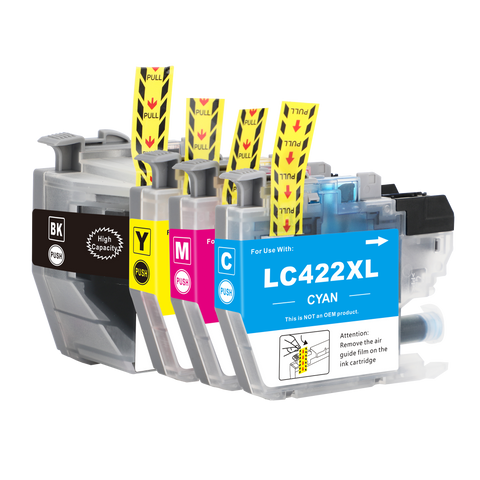 Cartuchos de tinta Brother LC422XL compatíveis (1 preto + 3 cores)
