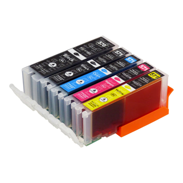 Cartuchos de tinta Canon PGI-570XL/CLI-571XL compatíveis (2 pretos + 3 coloridos)