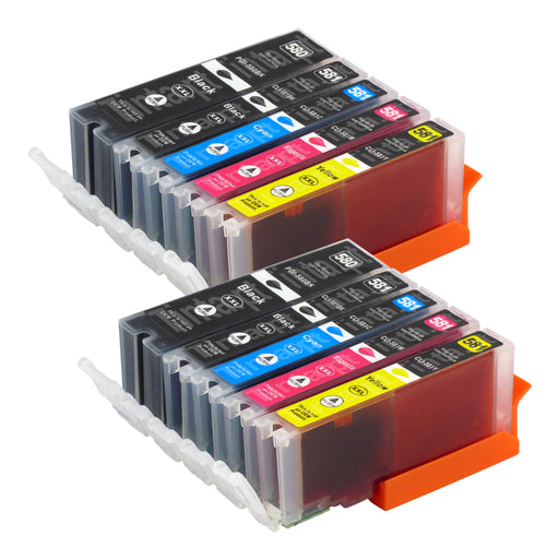 Cartuchos de tinta Canon PGI-580XL/CLI-581XL compatíveis (4 pretos + 6 cores)