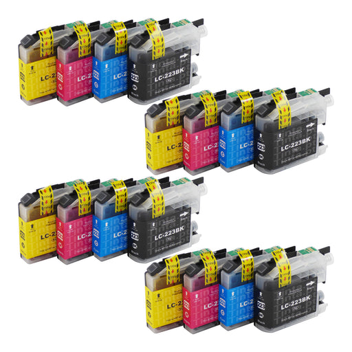 Cartuchos de tinta Brother LC223XL compatíveis (4 pretos + 12 cores)