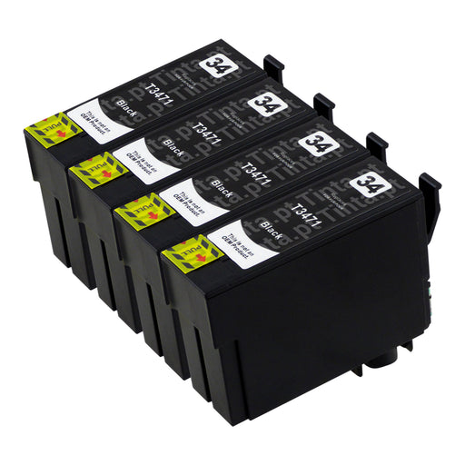 Cartuchos de tinta Epson T34XL pretos compatíveis (4 pretos)