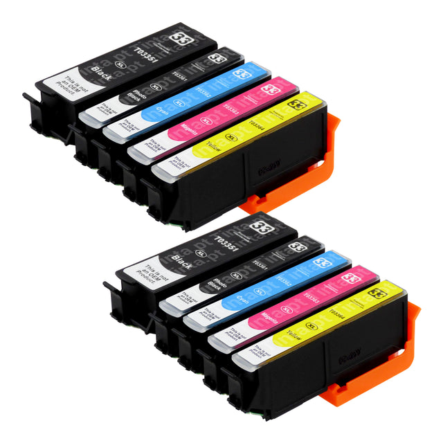 Cartuchos de tinta Epson T33XL compatíveis (2 pretos + 2 pretos fotográficos + 6 cores)