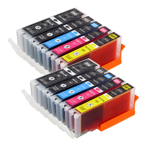 Cartuchos de tinta Canon PGI-550XL/CLI-551XL compatíveis (4 pretos + 6 cores)