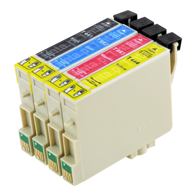 Cartuchos de tinta Epson T0445 compatíveis (1 preto + 3 cores)