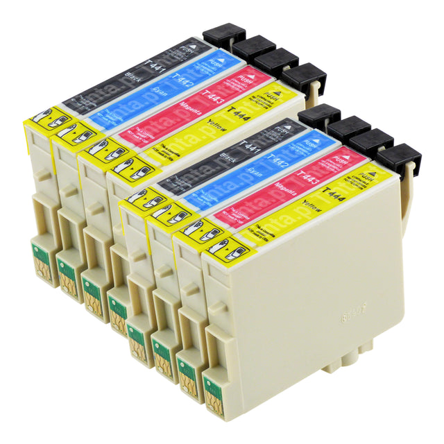 Cartuchos de tinta Epson T0445 compatíveis (2 pretos + 6 cores)