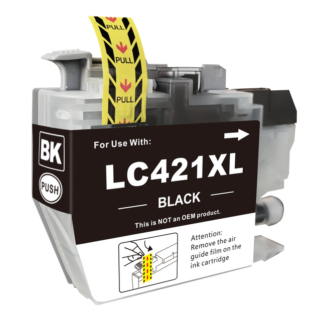 Cartucho de tinta preto Brother LC421XL compatível (1 preto)