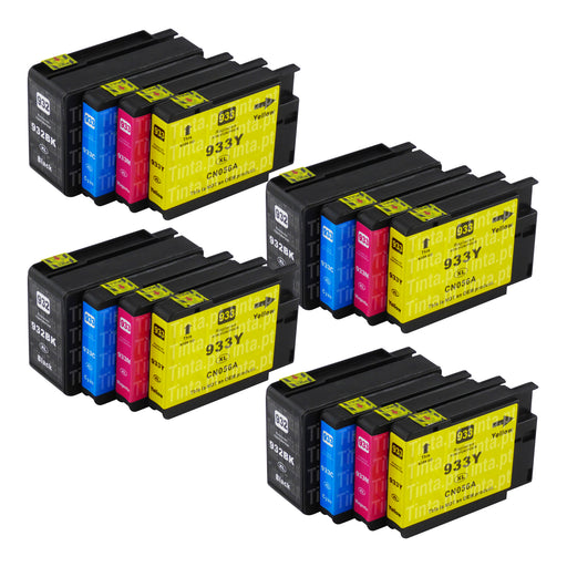 Cartuchos de tinta HP 932XL/933XL compatíveis (4 pretos + 12 cores)