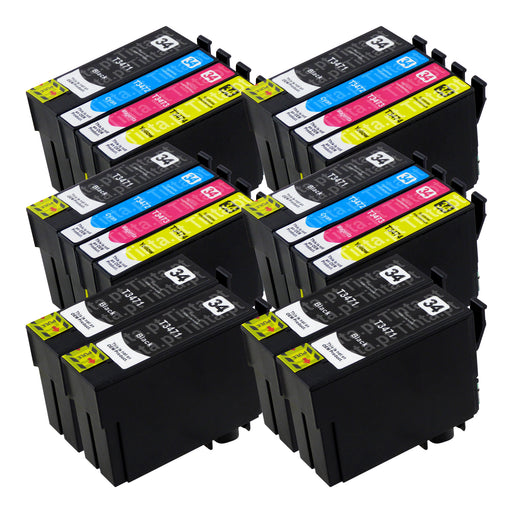 Cartuchos de tinta Epson T34XL compatíveis (8 pretos + 12 cores)