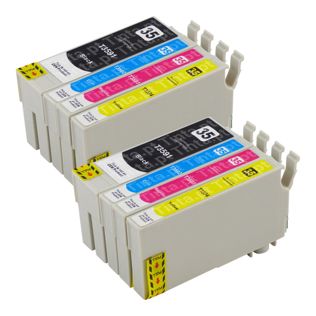 Cartuchos de tinta Epson T35XL compatíveis (2 pretos + 6 cores)