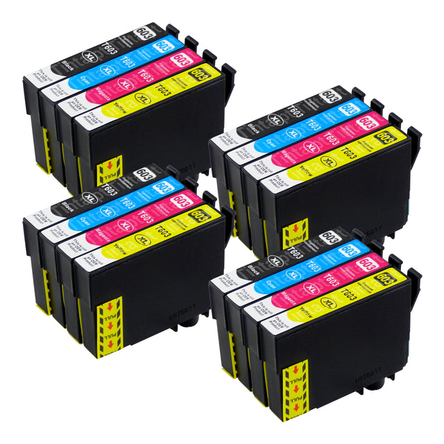 Cartuchos de tinta Epson 603XL compatíveis (4 pretos + 12 cores)