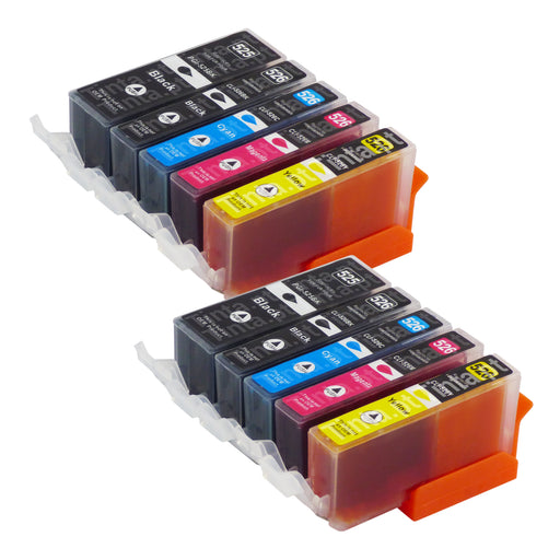 Cartuchos de tinta Canon PGI-525/CLI-526XL compatíveis (4 pretos + 6 coloridos)
