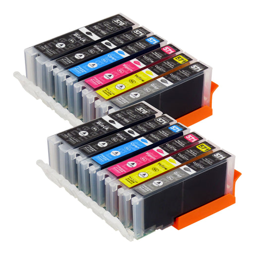 Cartuchos de tinta Canon PGI-570XL/CLI-571XL compatíveis (4 pretos + 6 coloridos + 2 cinzas)