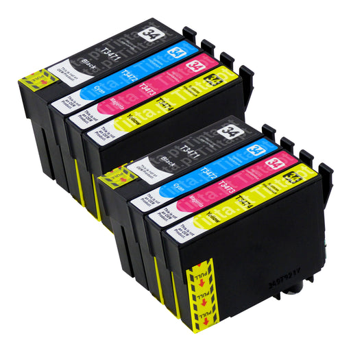 Cartuchos de tinta Epson T34XL compatíveis (2 pretos + 6 cores)