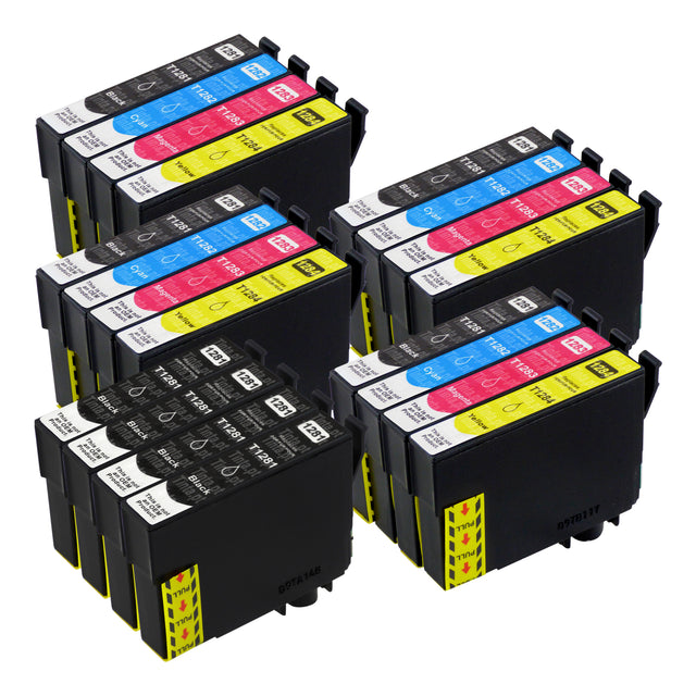 Cartuchos de tinta Epson T1285 compatíveis (8 pretos + 12 cores)