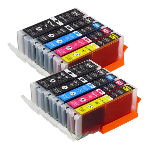 Cartuchos de tinta Canon PGI-570XL/CLI-571XL compatíveis (4 pretos + 6 cores)