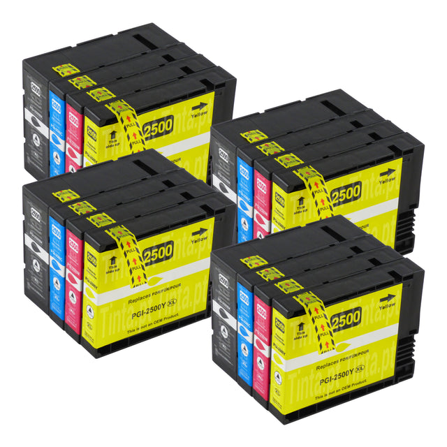 Cartuchos de tinta Canon PGI-2500XL compatíveis (4 pretos + 12 cores)